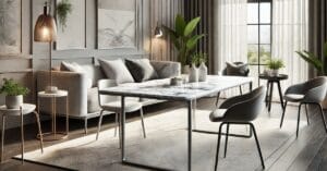 Stue med marmor bord